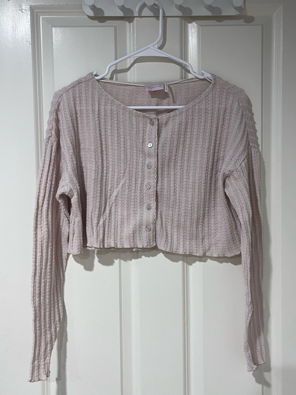 Urban Outfitters Out From Under Blush Ribbed Crop Cardigan